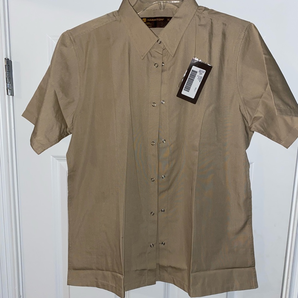 Tan mens button up shirt